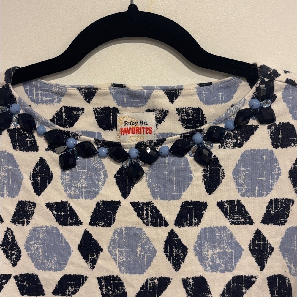 Ruby Rd. Blue and Black Patterned Top - Picture 2 of 8